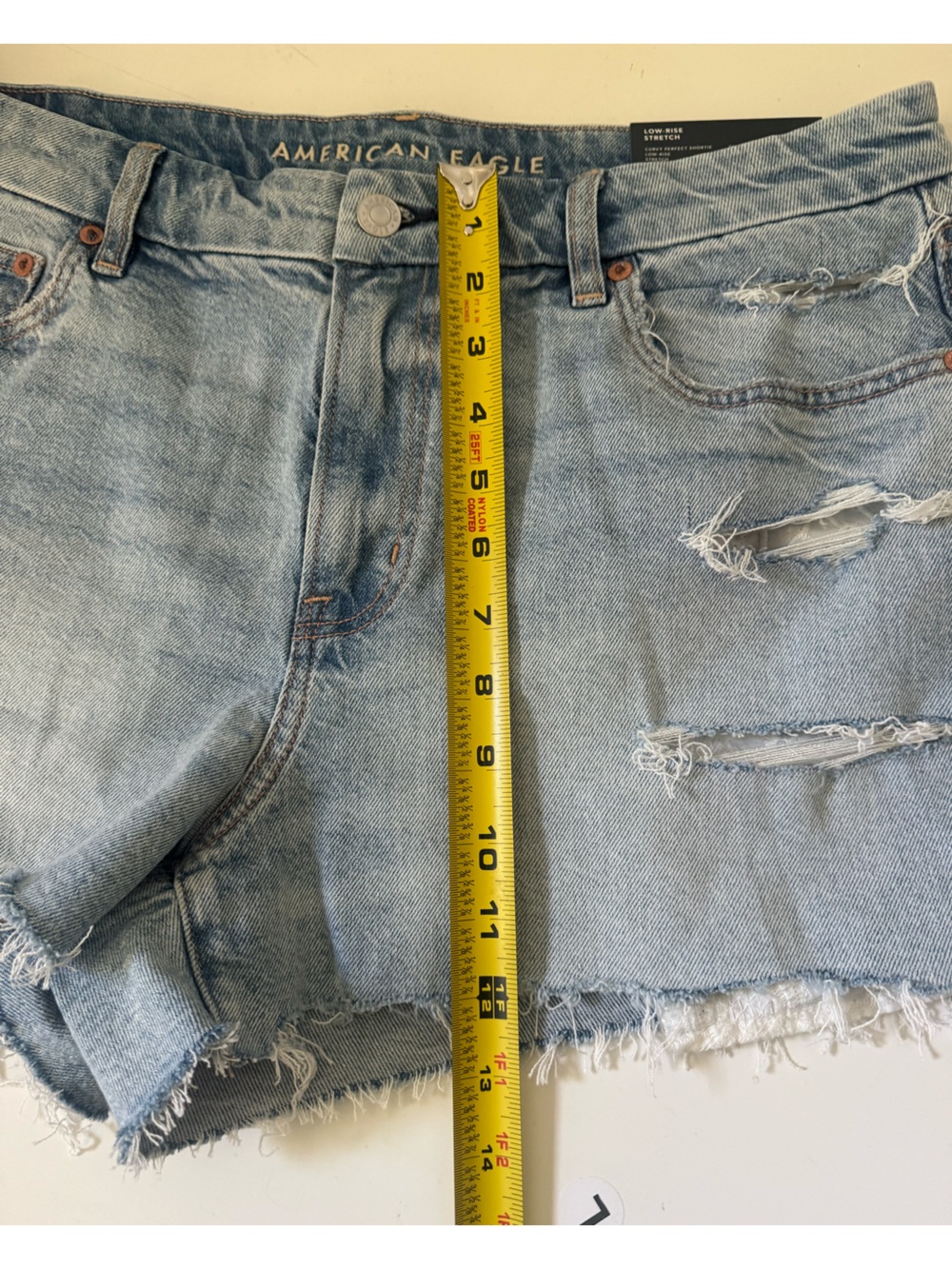 American Eagle Outfitters Light Wash Distressed Denim Cutoff Shorts - Picture 13 of 14